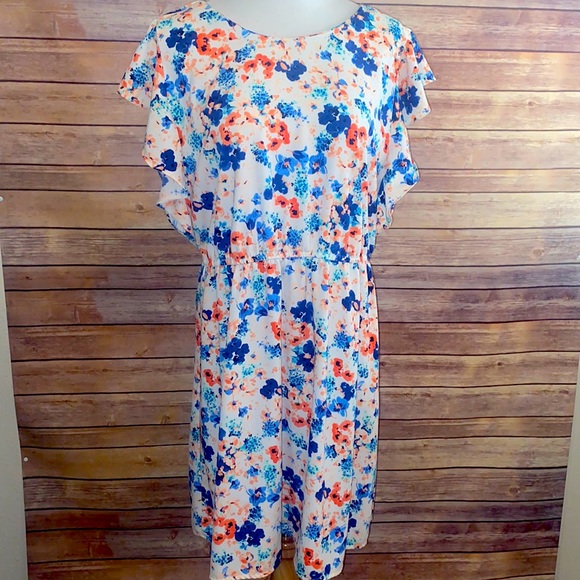 🎈Sale🎈Merona XXL Floral Ruffle Detail Detailed Sleeve Dress - Picture 1 of 9